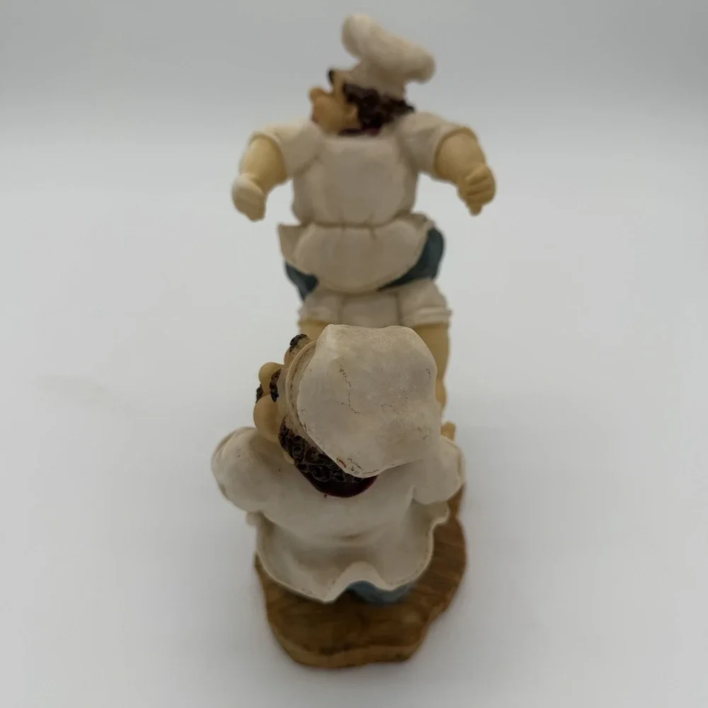 Italian Chef Wine Bottle Holder. 3 Chef's, 1 on Piggyback. Bottle not included